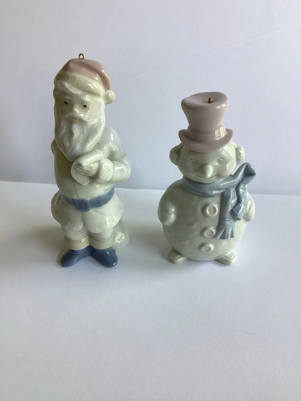 LLADRO Mini Papa Noel Santa Claus #5842 and Muneco De Nieve Snowman #5841 Boxes